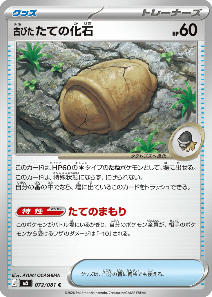 古びたたての化石